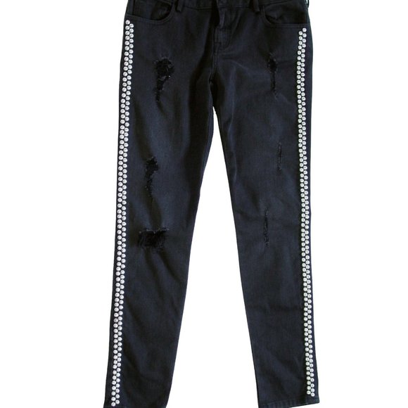 ETIENNE MARCEL Los Angeles $228 Distressed Studded Skinny Jeans 28 - Picture 4 of 8